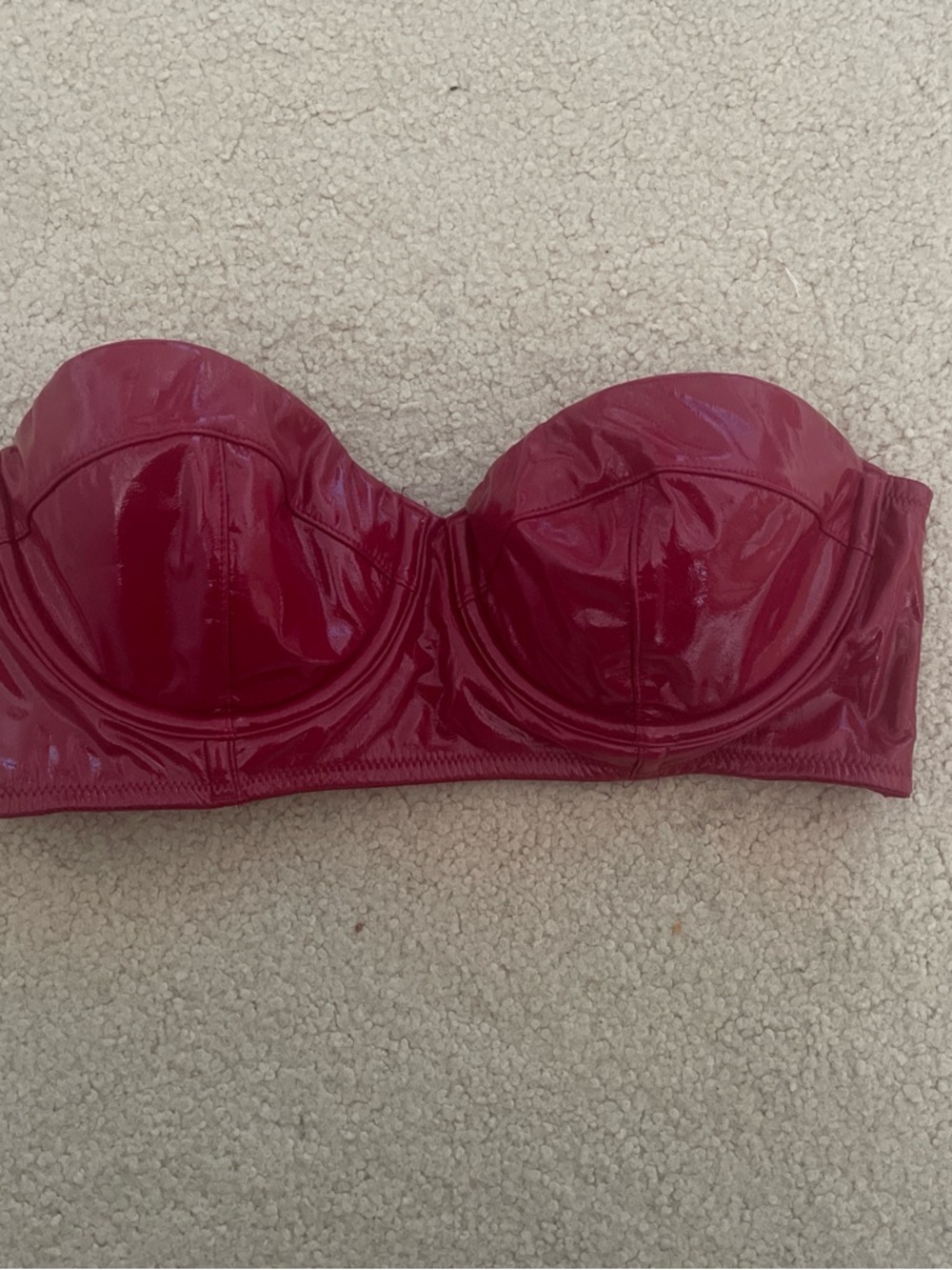Victoria's Secret Glossy Strapless Bustier Bra in Berry
